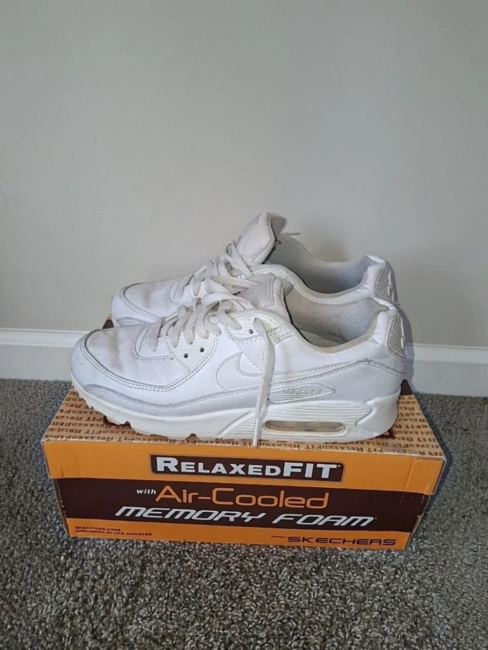 Nike Air Max 90 Low Top Lace Up Sneakers White Men's Athletic Shoe Size 10.5